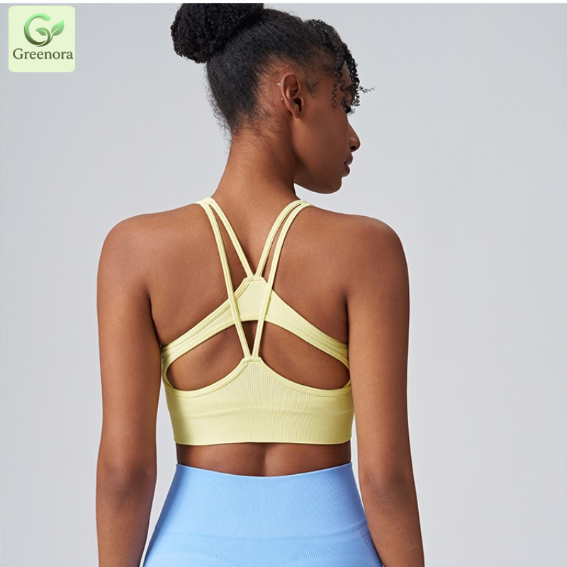 Seamless Ribbed Workout Tank Top - Reggiseno Sportivo Senza Cuciture Greenora per