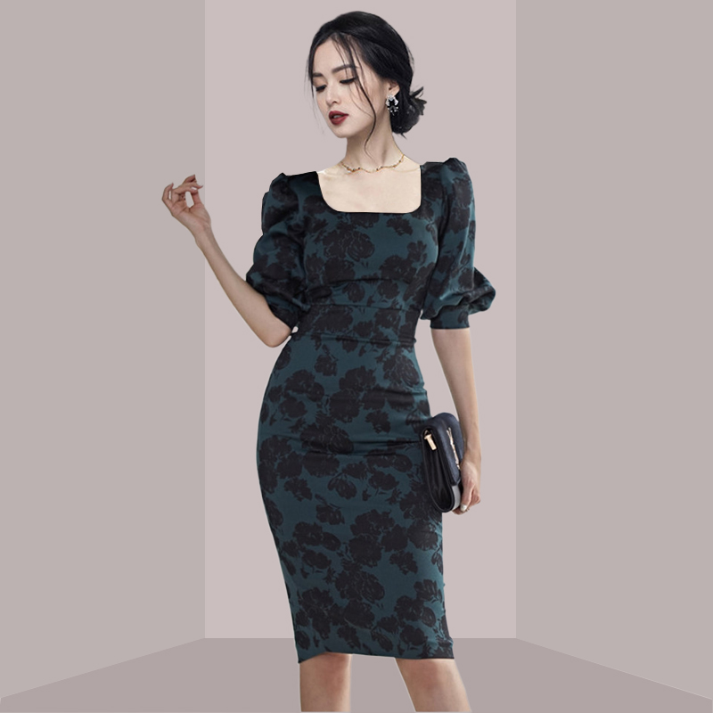 Elegante abito midi a stampa f - French Vintage Floral Midi Dress recensione e prezzo