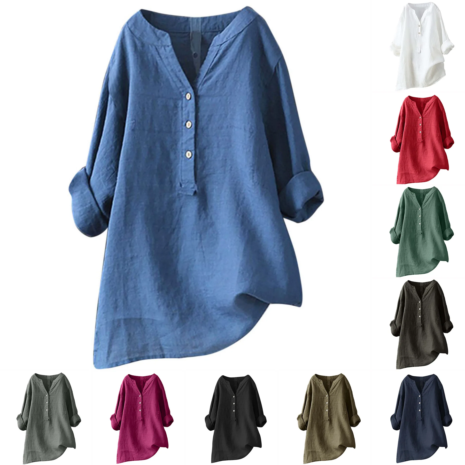 Camicie e bluse unisex in coto - Casual Loose Linen Shirt Dress recensione e prezzo